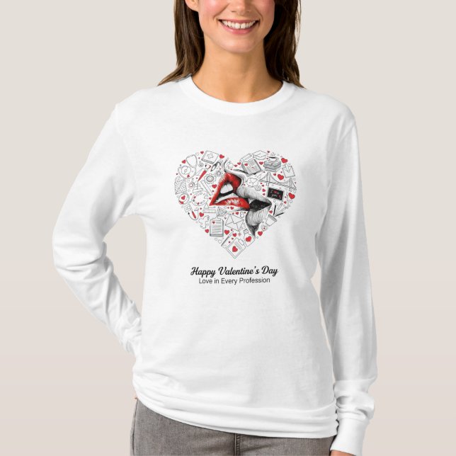 Nurse Engineer Teacher Professional Valentine Hear T Shirt (Framsida)