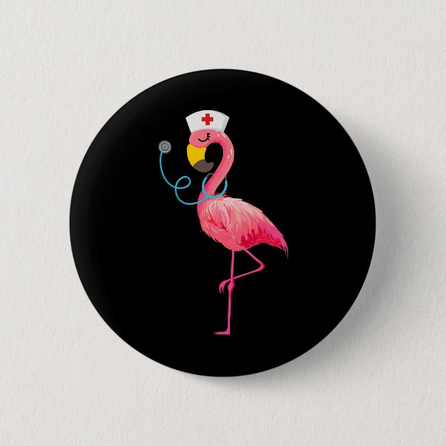 Nurse Flamingo - Funny Flamingo Älskare Knapp (Framsida)