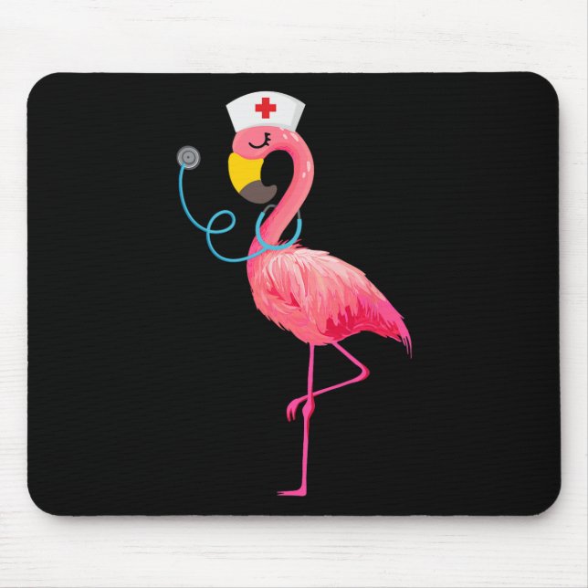 Nurse Flamingo - Funny Flamingo Älskare Musmatta (Framsidan)
