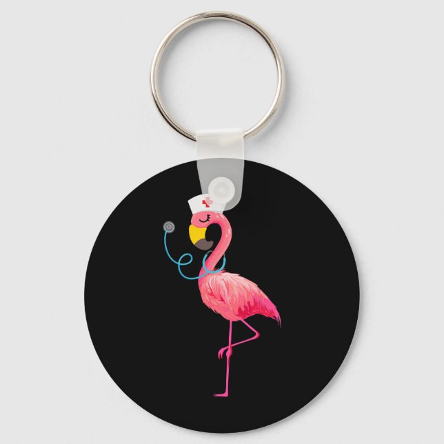Nurse Flamingo - Funny Flamingo Älskare Nyckelring (Framsida)