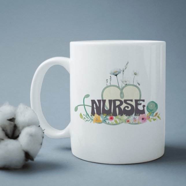 Nurse Floral Garden Your Name Kaffemugg (Skapare uppladdad)