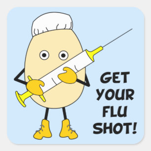Nurse Flu Shot Egghead Fyrkantigt Klistermärke