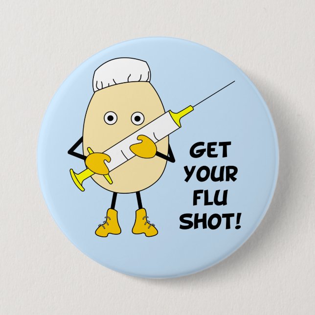 Nurse Flu Shot Egghead Knapp (Framsida)