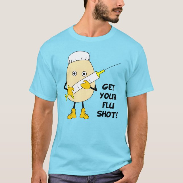 Nurse Flu Shot Egghead T Shirt (Framsida)