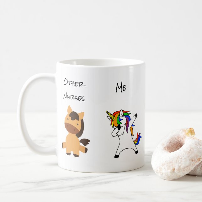 Nurse Funny Dabbing Unicorn Horse Kaffemugg (Med munk)