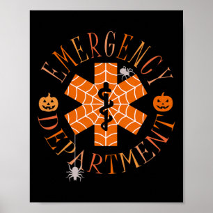 Nurse Funny Ghost Halloween Akut Department E Poster