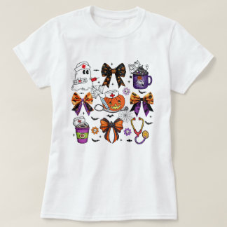 Nurse Funny Stethoscope Nurse Pumpkin Skull Älskar T Shirt