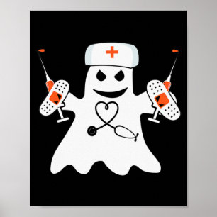 Nurse Ghost Lazy Halloween Costume Roligt Nursing  Poster