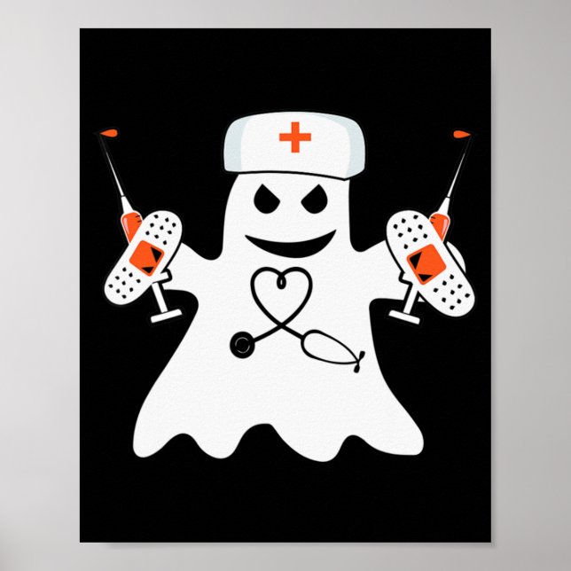 Nurse Ghost Lazy Halloween Costume Roligt Nursing  Poster (Framsidan)