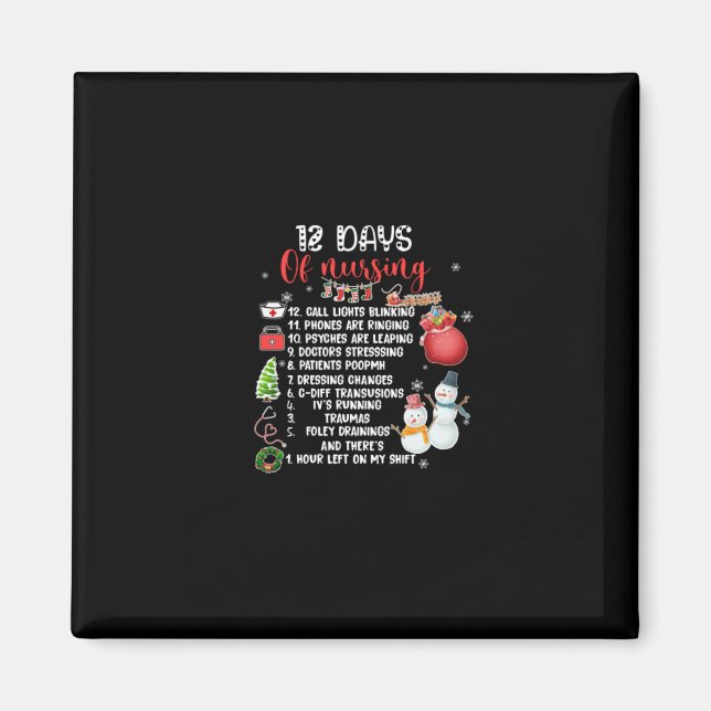 Nurse Gift | 12 sjukdagar Magnet (Framsidan)