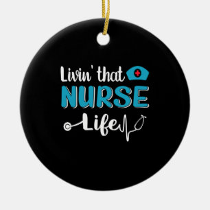 Nurse Gift Att leva detta sjukliv Julgransprydnad Keramik