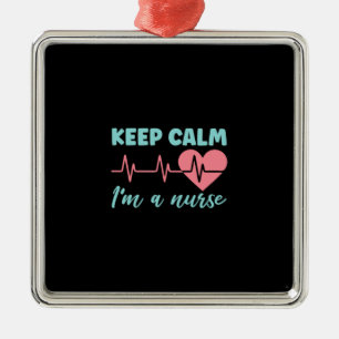 Nurse Gift Behålla Lugn I är sjuksköterska Julgransprydnad Metall