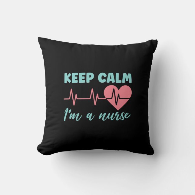 Nurse Gift | Behålla Lugn I är sjuksköterska Kudde (Framsida)
