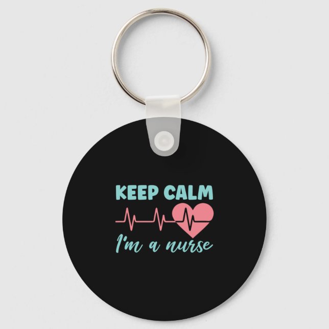 Nurse Gift | Behålla Lugn I är sjuksköterska Nyckelring (Framsida)