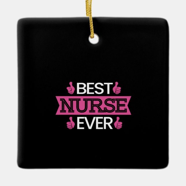 Nurse Gift Best Nurse nånsin Julgransprydnad Keramik (Framsida)
