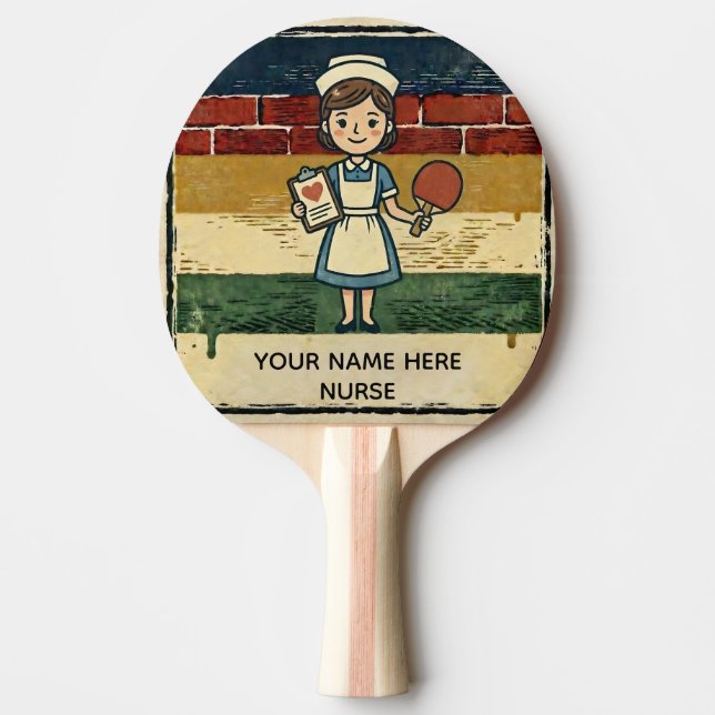 Nurse Gift Custom Ping Pong Paddle, Name Drop, Med Pingisracket (Framsidan)