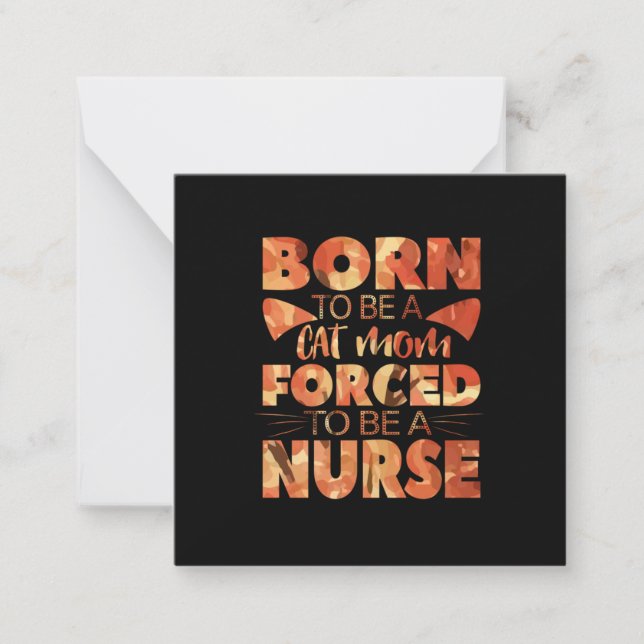 Nurse Gift | Född i Katt Mamma Anteckningskort (Framsida)