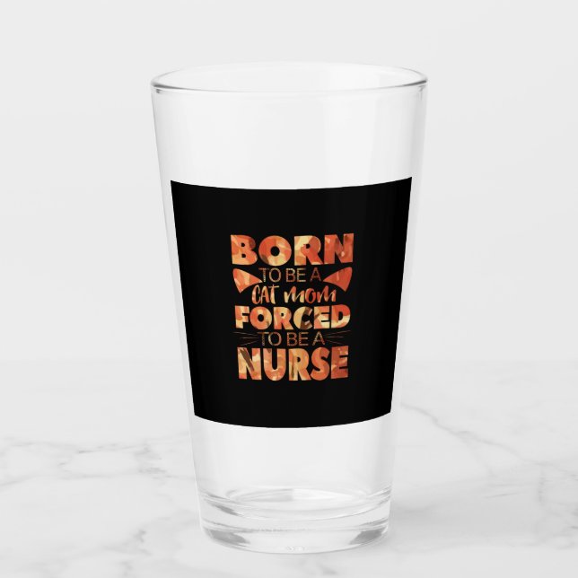 Nurse Gift | Född i Katt Mamma Glaskopp (Framsida)