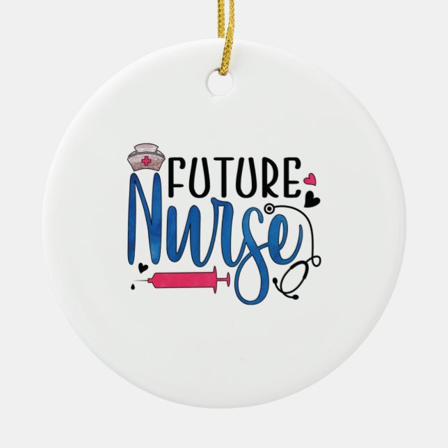 Nurse Gift | Framtida sjuksköterska Julgransprydnad Keramik (Framsidan)