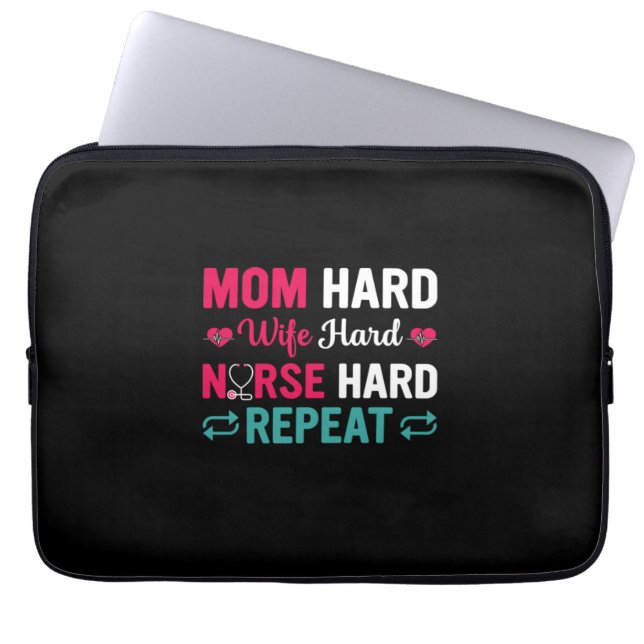 Nurse Gift | Hård hustru, Mamma Laptop Fodral (Framsidan)