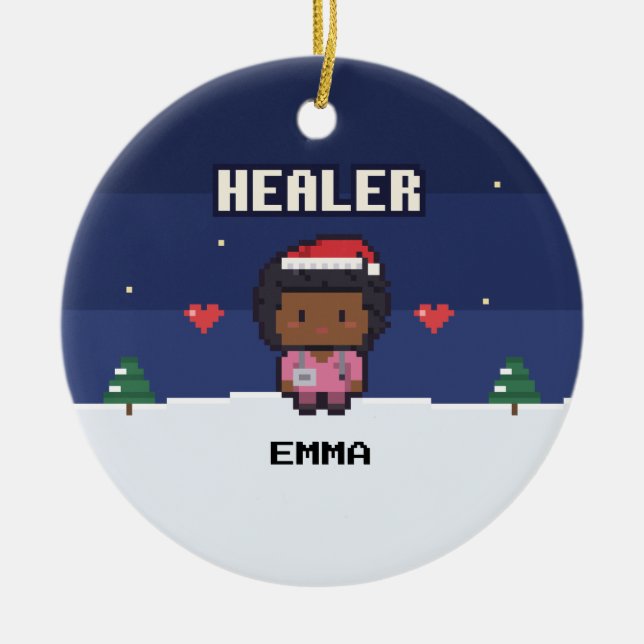 Nurse Gift Healer Pixel Christmas Ornament (Framsidan)