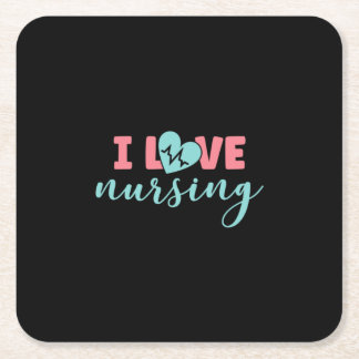 Nurse Gift | I Love Nursing Underlägg Papper Kvadrat