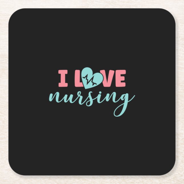 Nurse Gift | I Love Nursing Underlägg Papper Kvadrat (Framsidan)