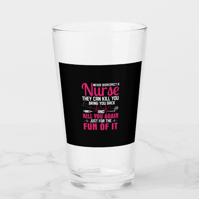 Nurse Gift | Ignorera aldrig sjuksköterska Glaskopp (Framsida)