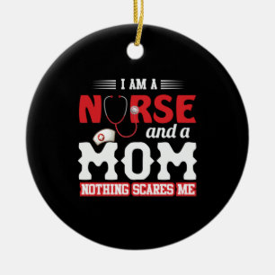 Nurse Gift Jag är sjuksköterska och Mamma Julgransprydnad Keramik