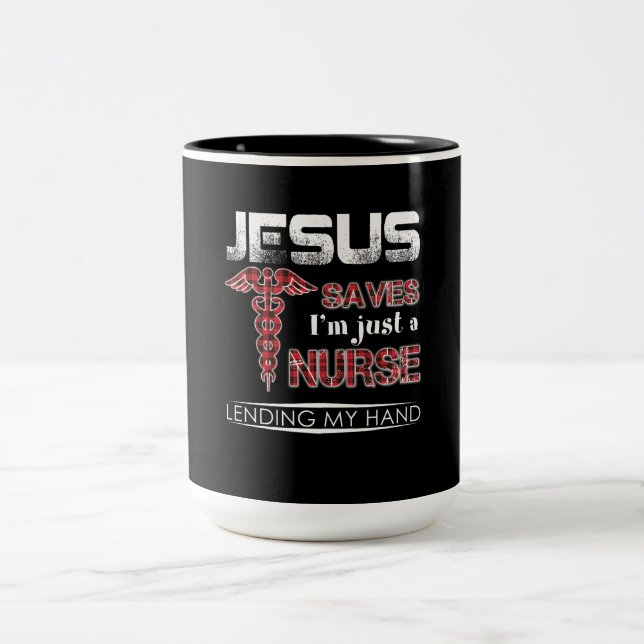 Nurse Gift | Jesus Sparkar att jag bara är sjukskö Två-Tonad Mugg (Center)