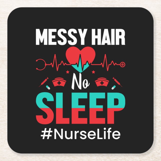 Nurse Gift Messy Hair-viloläge Underlägg Papper Kvadrat (Framsidan)