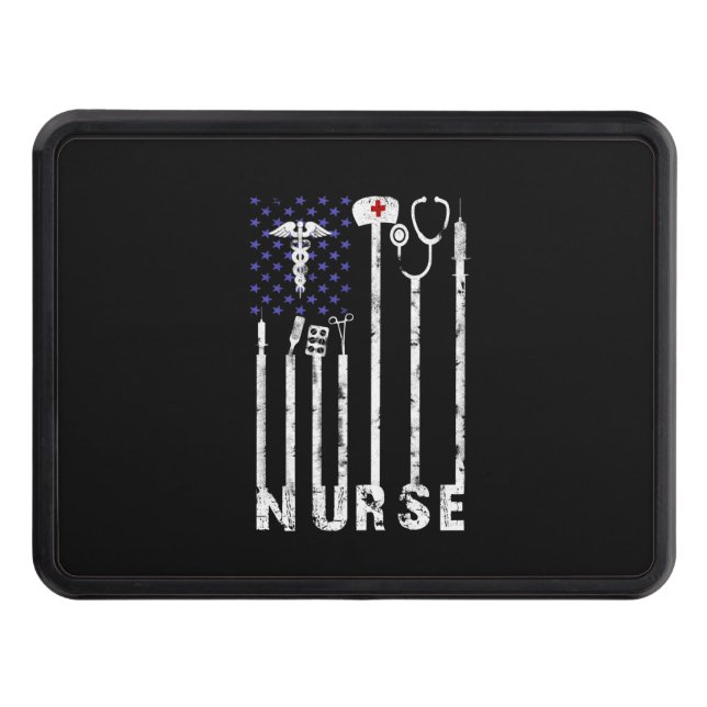 Nurse Gift| Nurse American Flagga Nurse Älskare Dragkroksskydd (Framsidan)