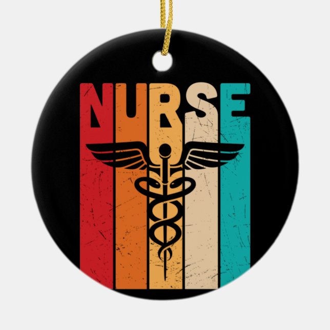 Nurse Gift Nurse Julgransprydnad Keramik (Framsidan)