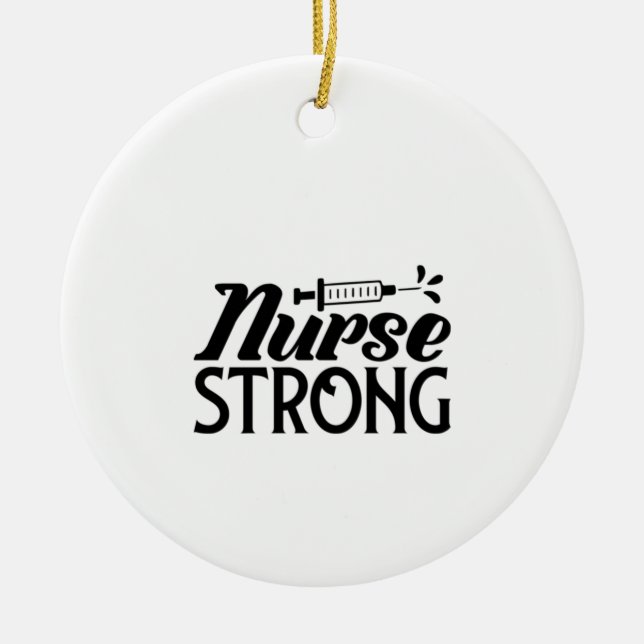Nurse Gift Nurse Strong Julgransprydnad Keramik (Framsidan)
