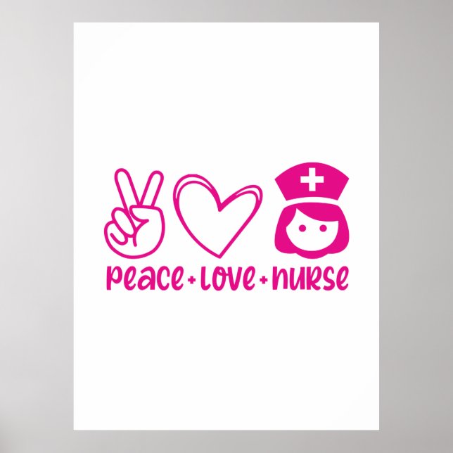 Nurse Gift Peace Kärlek Nurse Poster (Framsidan)