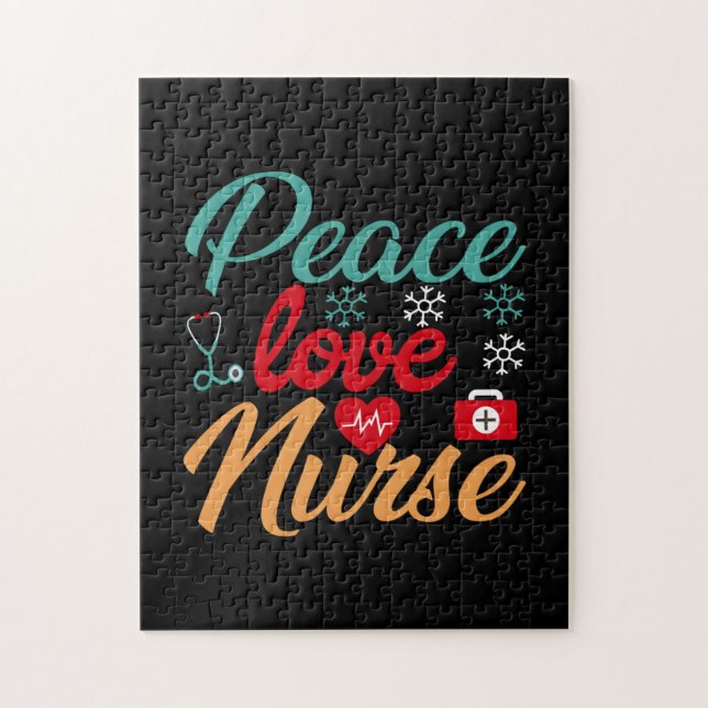Nurse Gift | Peace Kärlek Nurse Pussel (Vertikal)