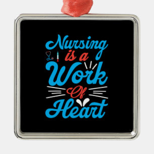 Nurse Gift   Sjukvård är ett hjärtarbete Julgransprydnad Metall