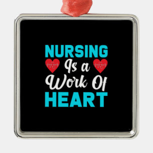 Nurse Gift   Sjukvård är ett hjärtarbete Julgransprydnad Metall