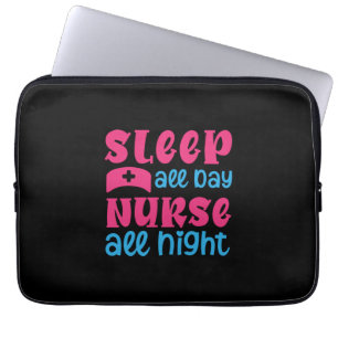 Nurse Gift Strömspardagssjuksköterska hela natte Laptop Fodral