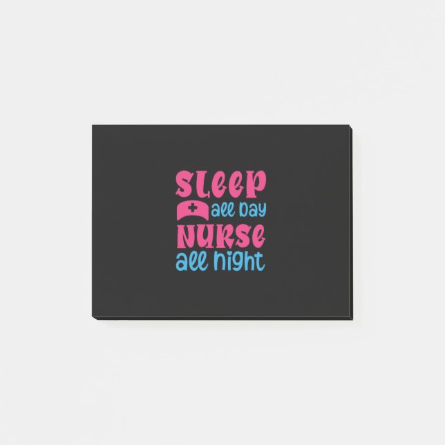 Nurse Gift | Strömspardagssjuksköterska hela natte Post-it Block (Framsida)