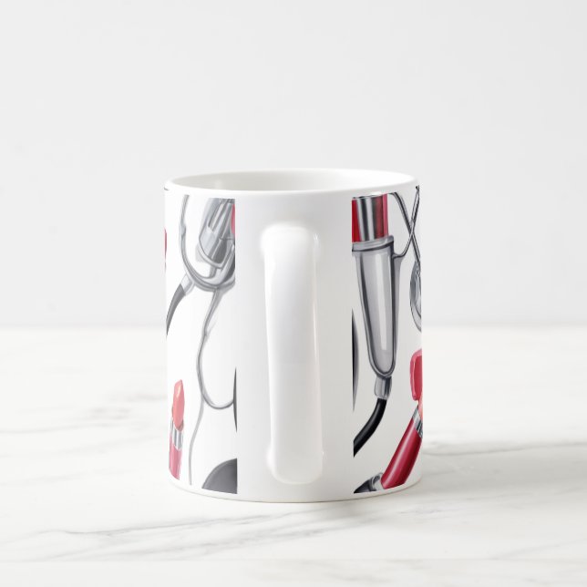 Nurse Glam – Stethoscope & Lipstick Pattern  Kaffemugg (Handtag)