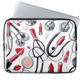Nurse Glam – Stethoscope & Lipstick Pattern Laptop Fodral