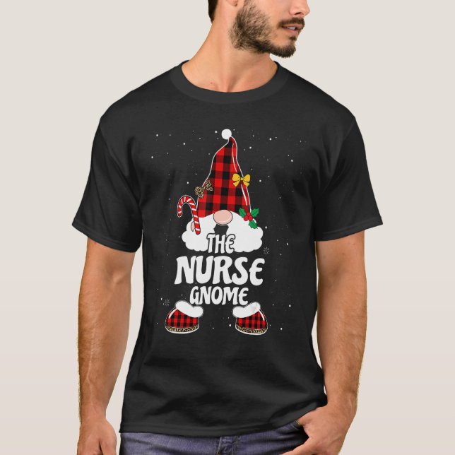 Nurse Gnome Buffalo Play Matching Family Christma T Shirt (Framsida)