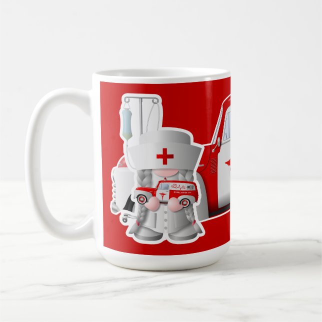 Nurse Gnome med Little Red Nurse Lastbil Kaffemugg (Vänster)
