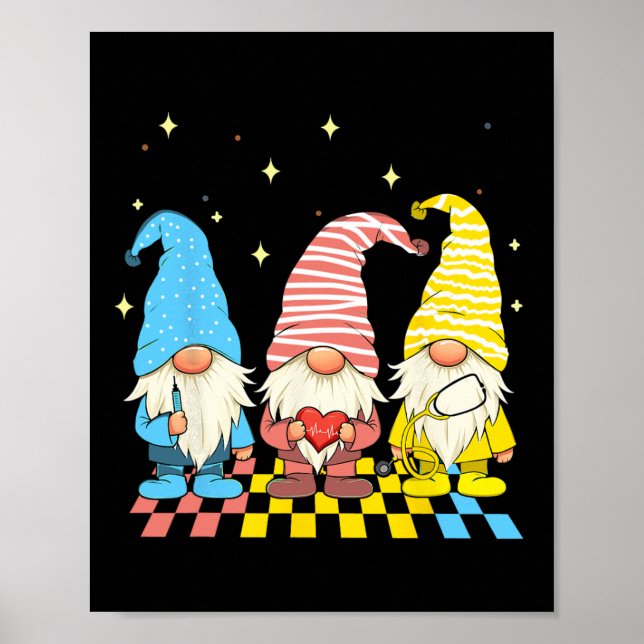 Nurse Gnomes Stethoscope Eggs Funny Påsk Rn Icu Poster (Framsidan)