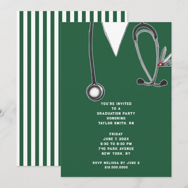 Nurse Grad Party Inbjudningar (Fram/baksida)