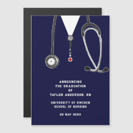 Nurse Graduation Announcement Magnetisk Inbjudningskort