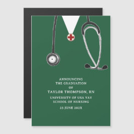 Nurse Graduation Announcement Magnetisk Inbjudningskort