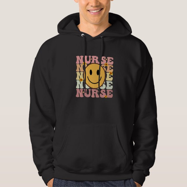 Nurse Groovy Retro Hippie   Hoodie (Framsida)