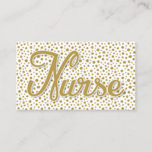 Nurse Guld Dots - Guld White Faux Glitter Visitkort